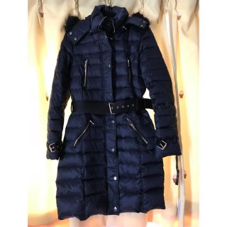 ザラ(ZARA)のZARA ロングダウン ネイビー 美品 XS 小さいサイズ(ダウンコート)