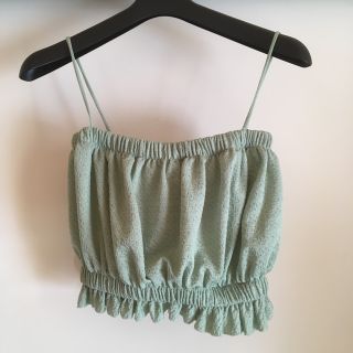 ザラ(ZARA)のZARAミントグリーン トップス☆新品未使用(ベアトップ/チューブトップ)