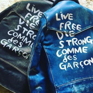 コムデギャルソン(COMME des GARCONS)の(青 希少)コム・デ・ギャルソン ルイスレザー ギャルソンルイス(ライダースジャケット)