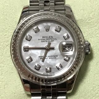 ロレックス(ROLEX)の現行 ホワイトマザーオブパール 10ポイントダイヤ 正規品(腕時計)