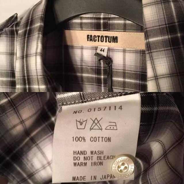 FACTOTUM(ファクトタム)の【新品】ファクトタム チェックシャツ 白黒 sサイズ  シンプル メンズのトップス(シャツ)の商品写真
