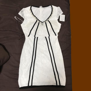 デイジーストア(dazzy store)のパイピング総レース袖付きタイトミニドレス(ナイトドレス)