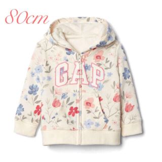 ベビーギャップ(babyGAP)の春に♡ 新品 babygap くま耳 花柄 ロゴ パーカー 80(トレーナー)