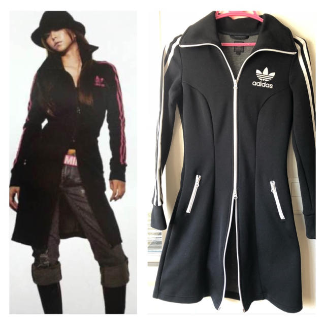 激レア 安室奈美恵着用 adidas ジャージワンピース 黒×ピンク M-