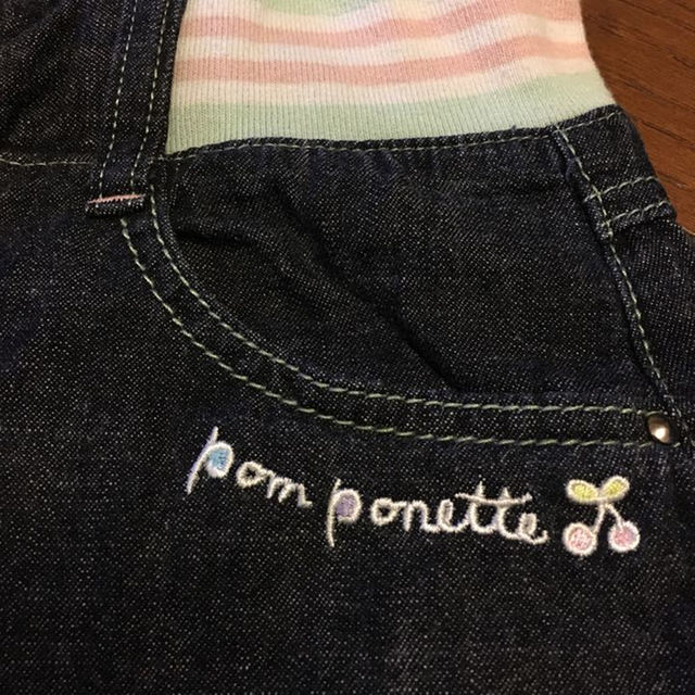 pom ponette(ポンポネット)のpom ponette デニム ロールアップハーフパンツ 160 L キッズ/ベビー/マタニティのキッズ服女の子用(90cm~)(パンツ/スパッツ)の商品写真