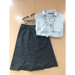 スーツカンパニー(THE SUIT COMPANY)の《美品♡グレー》フレア フェミニン スーツ スカート(スーツ)