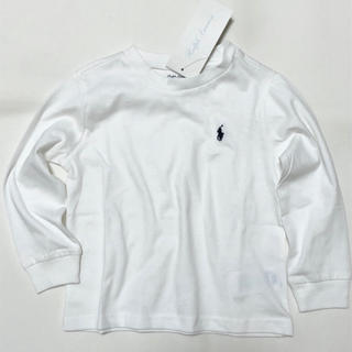 ラルフローレン(Ralph Lauren)の新品 ラルフローレン 24M/90 ホワイト コットン長袖Tシャツ(Tシャツ/カットソー)