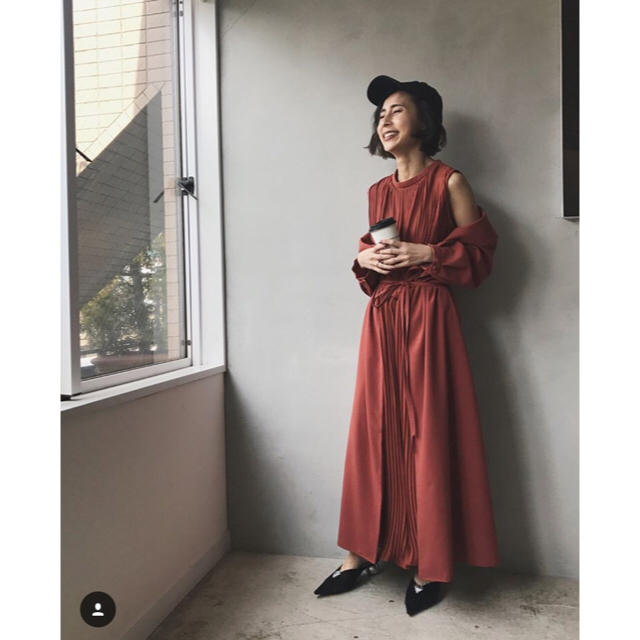 Ameri vintage FRONT PLEATS LONG DRESS