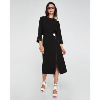 ザラ(ZARA)のzara コントラストステッチ入りラップスカート(その他)