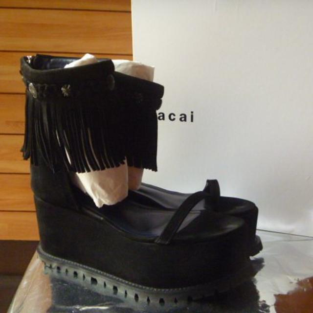 sacai(サカイ)の　sacai　フリンジサンダル　黒 レディースの靴/シューズ(サンダル)の商品写真