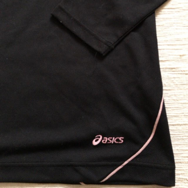 asics(アシックス)のアシックス レディース 速乾Tシャツ Lサイズ 黒 ピンク アウトドア スポーツ スポーツ/アウトドアのランニング(ウェア)の商品写真