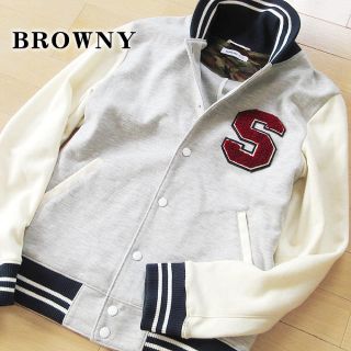 ウィゴー(WEGO)の美品 Lサイズ BROWNY スタジャン風ジャケット グレー(スタジャン)