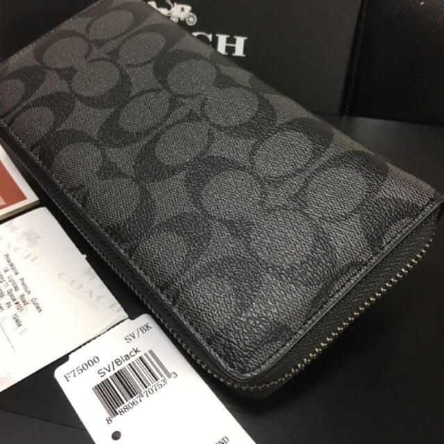 新品コーチ財布 COACH長財布 F75000 ブラックメンズ財布 アウトレット