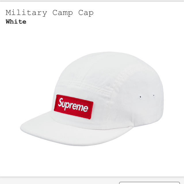 新品 supreme18ss Military Camp Cap 白whiteキャップ