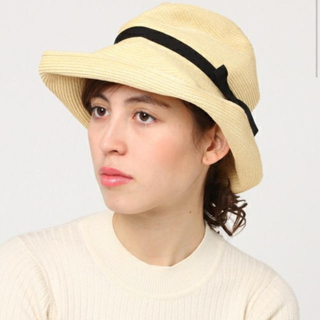 YAECA(ヤエカ)のmature haマチュアーハBOXEDHAT黒リボン❁箱無し❁Bshop  レディースの帽子(麦わら帽子/ストローハット)の商品写真