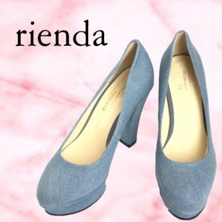 リエンダ(rienda)の新品未使用  rienda★Ｌサイズ ハイヒール ライトブルー デニム生地 美脚(ハイヒール/パンプス)