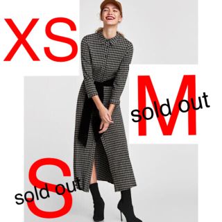 ザラ(ZARA)の最終価格、日曜まで❗️ZARA 新品 ギンガムチェック シャツワンピース(ロングワンピース/マキシワンピース)