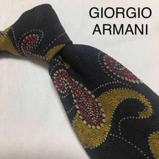 ジョルジオアルマーニ(Giorgio Armani)のGIORGIO ARMANI ネクタイ ブラック ゴールド ペイズリー(ネクタイ)