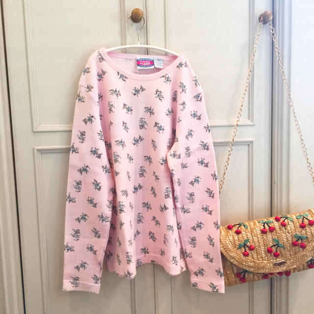 Lochie(ロキエ)のpink flowerthemalカットソー古着vintageusalochie レディースのトップス(カットソー(長袖/七分))の商品写真