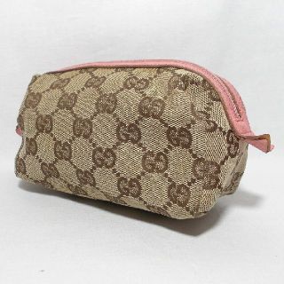 グッチ(Gucci)の【本物★正規品☆人気】グッチ ピンク × ベージュ系 GG コスメポーチ(ポーチ)