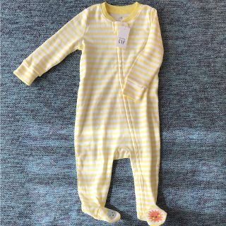 ベビーギャップ(babyGAP)のbaby GAP イエローボーダー ロンパース(ロンパース)