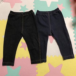 ユニクロ(UNIQLO)のユニクロデニム ブルー☆ブラックパンツ 80(パンツ)