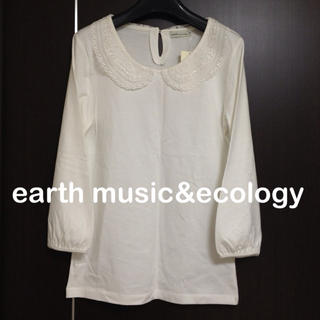アースミュージックアンドエコロジー(earth music & ecology)の送料込み♡新品 アース 襟レース(カットソー(長袖/七分))