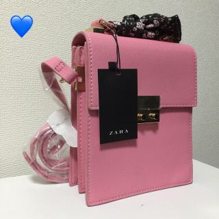 ザラ(ZARA)の新品ザラ スカーフ付ピンクショルダーバッグ(ショルダーバッグ)