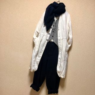 パドカレ(pas de calais)の【Saori様専用】pas de calais パドカレ  リネンコート 白(ロングコート)