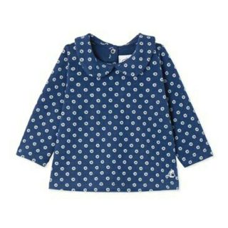 プチバトー(PETIT BATEAU)の新品未使用　プチバトー　プリント衿つきカットソー　36m(Tシャツ/カットソー)