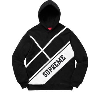 シュプリーム(Supreme)のシュプリーム Diagonal Hoodded Sweatshirt 黒 S(パーカー)