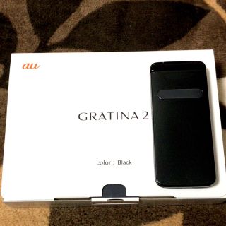 エーユー(au)のau ガラケー Gratina2ブラック 中古美品(携帯電話本体)