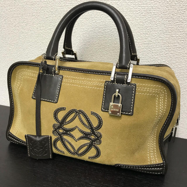 専用 ロエベ アマソナ28 《美品》ハンドバッグ レザー×スエード カーキ