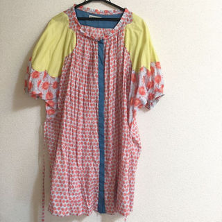 ツモリチサト(TSUMORI CHISATO)の値下 美品 親子ペア ツモリチサト 太陽 ワンピース Tシャツ90 送料込(ひざ丈ワンピース)