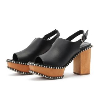 マウジー(moussy)のMOUSSY  WOODEN SOLE SABOT  ブラック S(サンダル)