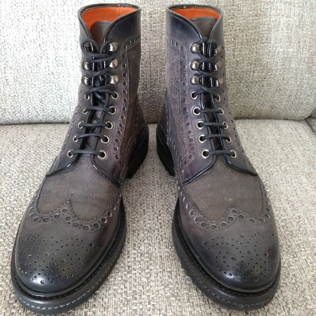 Santoni(サントーニ)のSantoni　サントーニ　ブーツ サイズ６ カラー：黒/グレー ビンテージ加工 メンズの靴/シューズ(ブーツ)の商品写真