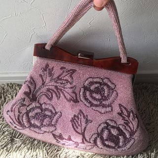 フラワー(flower)の- *👛used👛*- 総ビーズ/花柄ピンク春色bag✨(ハンドバッグ)