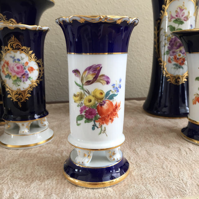 MEISSEN - 【Meissen】マイセン 花器 コバルトブルー 金彩 フラワーベースの通販 by momo antiques ｜マイセン