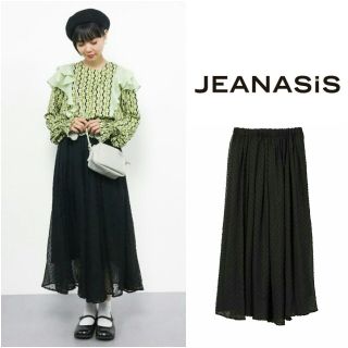 ジーナシス(JEANASIS)の18SS新作美品▼ジーナシス　ドットドビーフレアスカート(ひざ丈スカート)