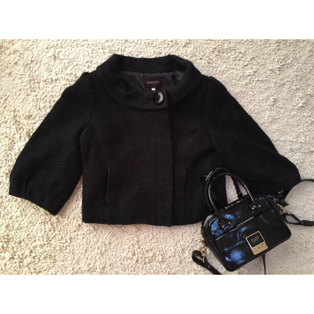 超可爱 JUSGLITTY - JUSGLITTY ボレロ風ロールカラージャケット ノー 超可爱 JUSGLITTY - JUSGLITTY ボレロ風ロールカラージャケット ノー