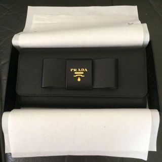 プラダ(PRADA)の新品未使用 プラダ リボン財布 ウォレット バッグ ブラック 黒 サフィアーノ(財布)