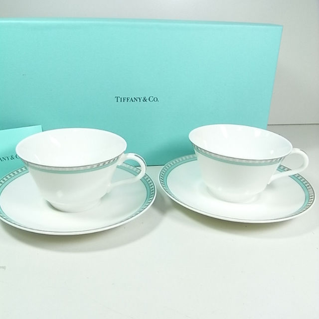 TIFFANY&CO. カップ & ソーサー プラチナブルーペアカップ