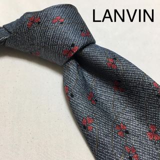 ランバン(LANVIN)のLANVIN グレー 花柄 ネイビー(ネクタイ)