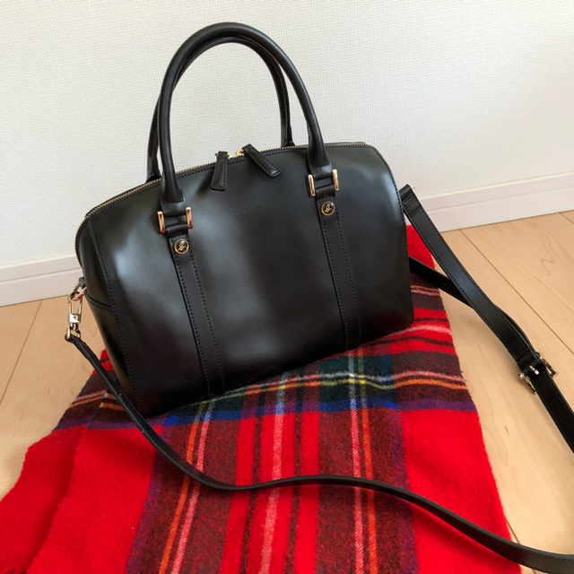 agnes b. voyage アニエスベーレザーショルダーバッグ、ブラック美品-