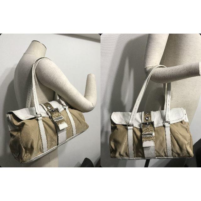 PRADA - Ｇカード15万プラダ人気レザー革多用横長大バックルマチ調整可ショルダーバッグ良美