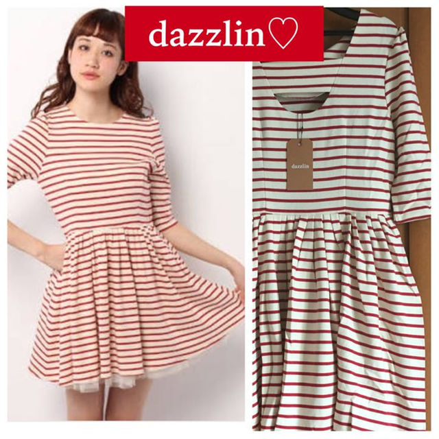 dazzlin(ダズリン)の新品♡定価7990 dazzlin♡７分袖フレアワンピース♡チュールスカート レディースのワンピース(ひざ丈ワンピース)の商品写真