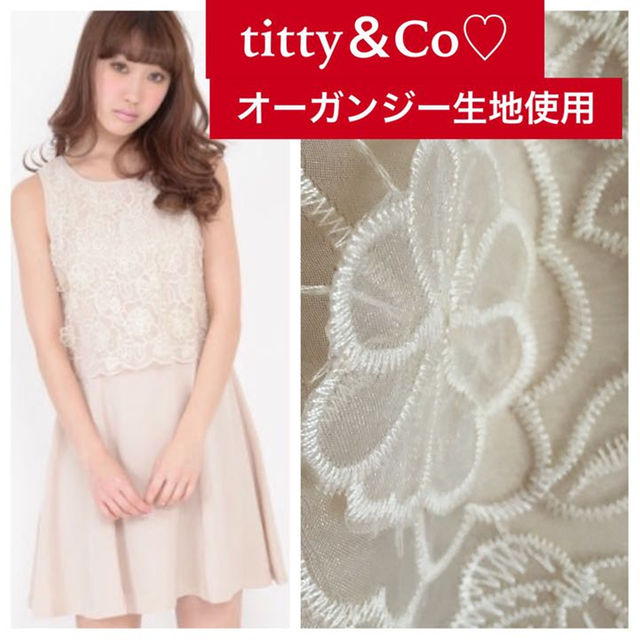 titty&co(ティティアンドコー)の新品♡定価8532  titty＆Co♡3Dオーガンジーコンビワンピース♡結婚式 レディースのワンピース(ひざ丈ワンピース)の商品写真