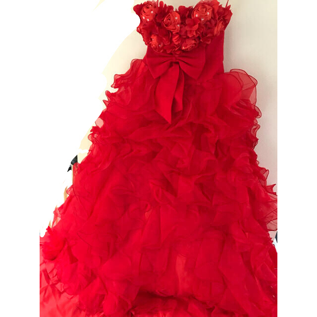 結婚式 ウェディングドレス カラードレス 赤 プリンセス