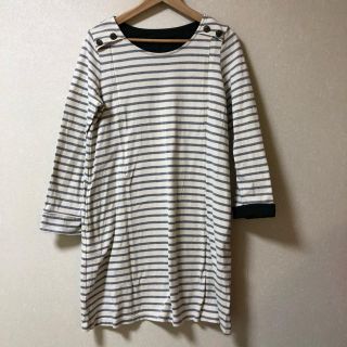 ベルメゾン(ベルメゾン)の授乳ワンピース  産後 グレーボーダー 美品(マタニティワンピース)