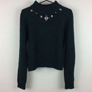 アズールバイマウジー(AZUL by moussy)の美品 アズールバイマウジー ハイネックニット ラインストーン フリーサイズ(ニット/セーター)